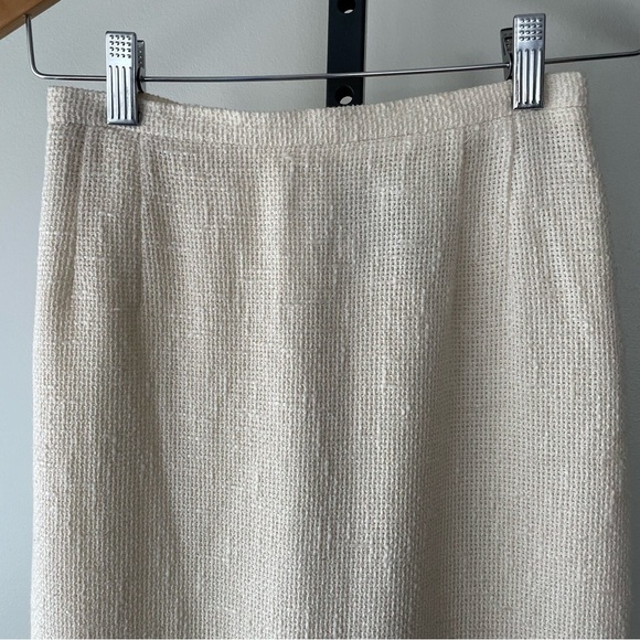 Vintage Valentino Boutique Luxury Cream Cotton Midi Pencil Skirt Size 4 - Picture 3 of 9